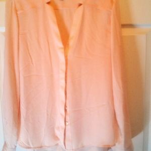💕 3/$15 Republic XS Peach Button Down Mandarin Collar Adjustable Sleeves